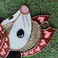 Pink Heart Cowgirl Opossum Stained Glass Suncatcher