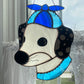 Blue Helicopter Hat Dog Stained Glass Suncatcher
