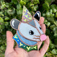 Green Iridescent Heart Opossum Stained Glass Ornament