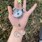 Green Star Opossum Stained Glass Charm