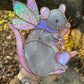 Grey Fairy Rat Stained Glass Suncatcher