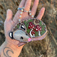 Mini Sleepy Red Mushroom Opossum Stained Glass Ornament