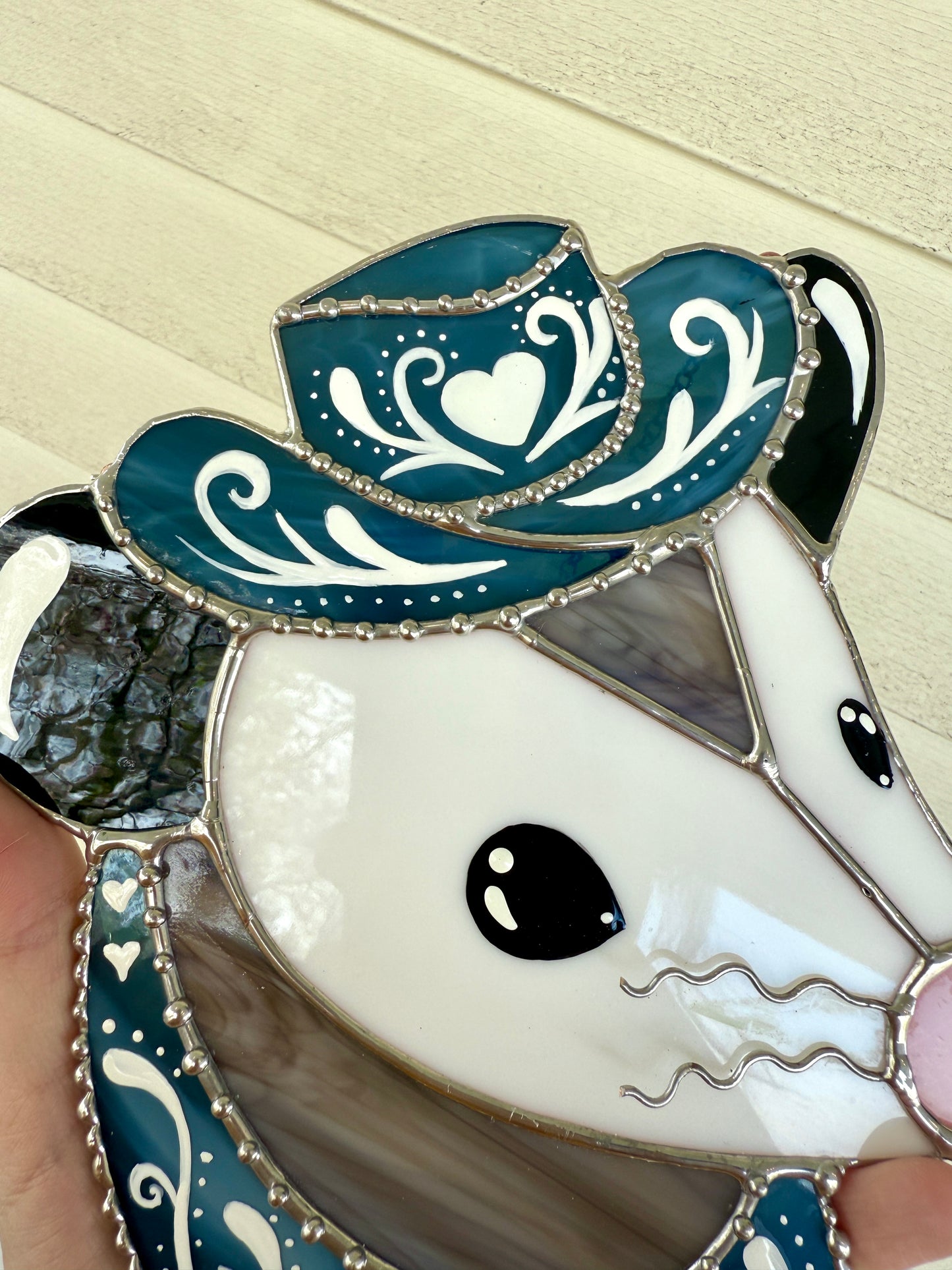 Blue Jean Baby Stained Glass Opossum