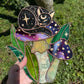 Large Mushroom Cat Stained Glass Suncatcher