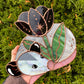 Purple Flower Opossum Stained Glass Suncatcher