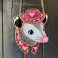 Mini Pink Pony Opossum Stained Glass Ornament