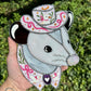 Pink Pigeon Opossum Stained Glass Suncatcher