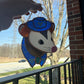 Blue Heart Cowboy Opossum Mini Stained Glass Suncatcher