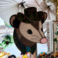 Cactus Cowboy Opossum Stained Glass Suncatcher