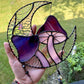 Spiderweb Mushroom Moon Stained Glass Suncatcher