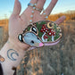 Mini Sleepy Red Mushroom Opossum Stained Glass Ornament