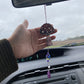 Whimsy Purple Mushroom Stained Glass Car Charm