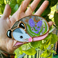 Sleepy Lavender Opossum Stained Glass Ornament