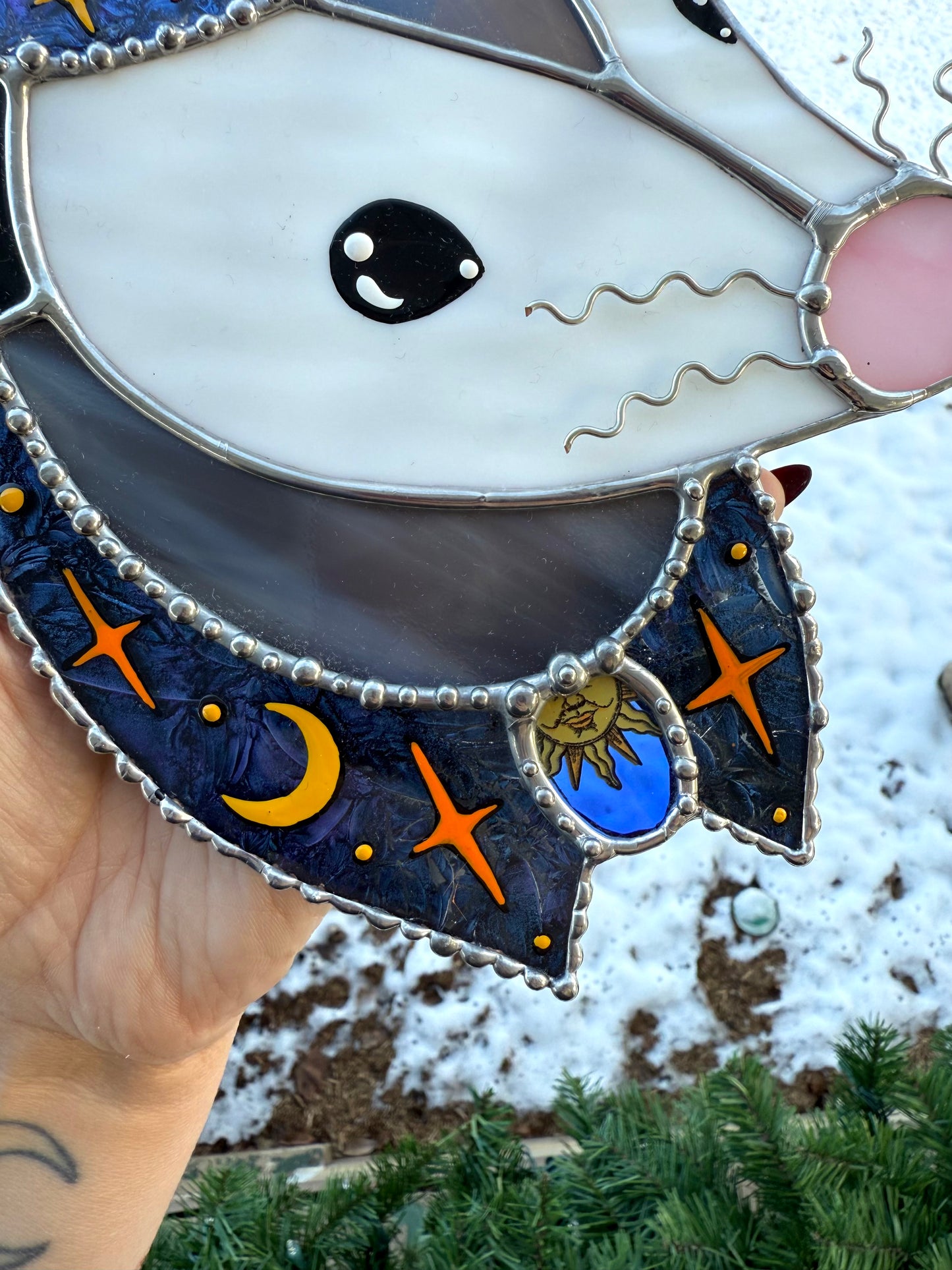 Celestial Cowboy Opossum Stained Glass