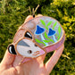 Mini Blue Mushroom Sleepy Opossum Stained Glass Suncatcher