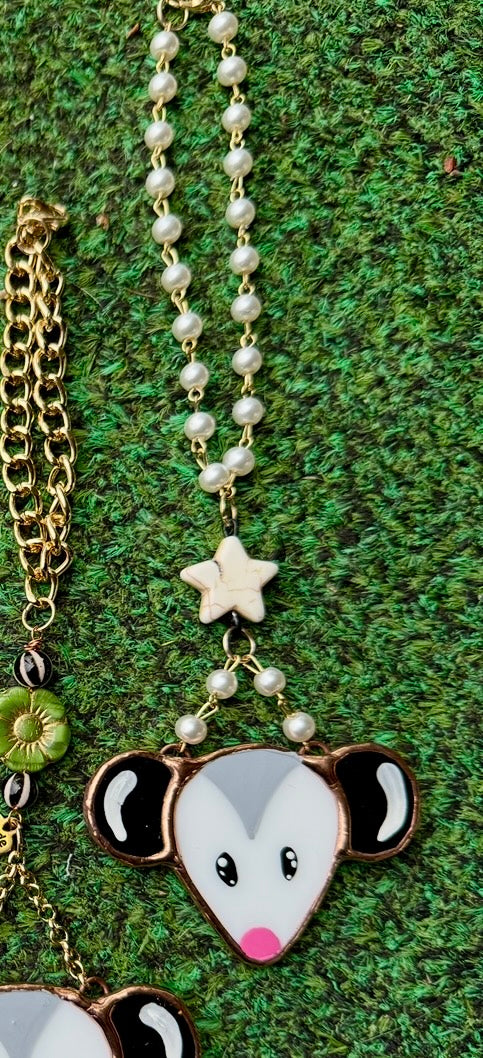 Star Opossum Stained Glass Charm