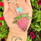 Deep Pink Strawberry Stained Glass Car Charm