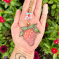 Red Strawberry Stained Glass Car Charm