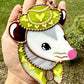Mini Green and Gold Cowboy Opossum Stained Glass Suncatcher