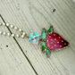 Deep Pink Strawberry Stained Glass Car Charm