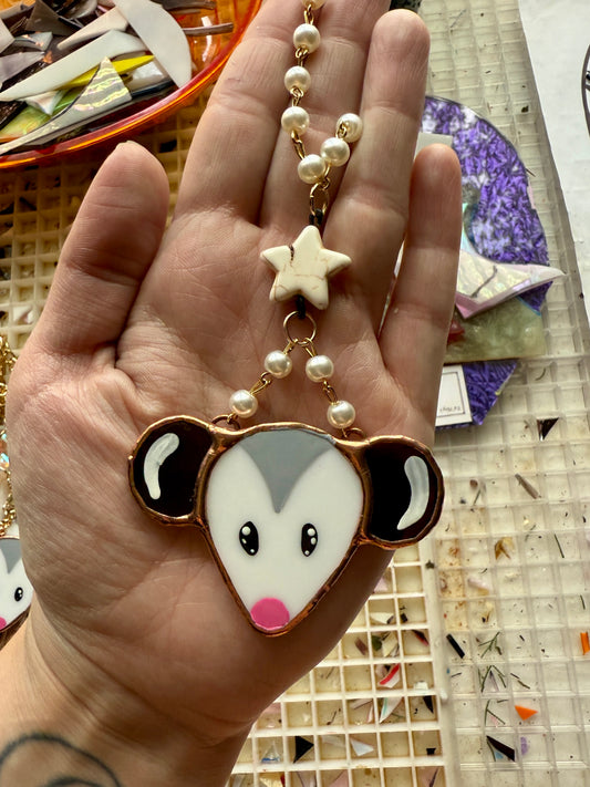 Star Opossum Stained Glass Charm