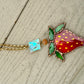 Red Strawberry Stained Glass Car Charm
