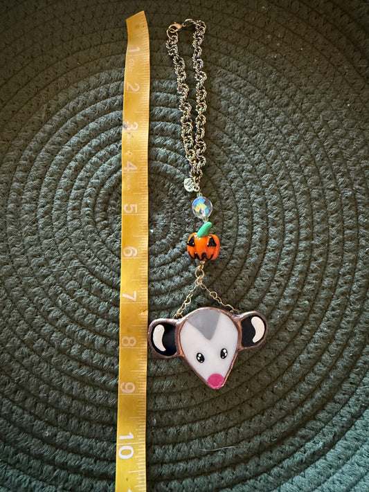 Jack-o’-lantern Opossum Car Charm