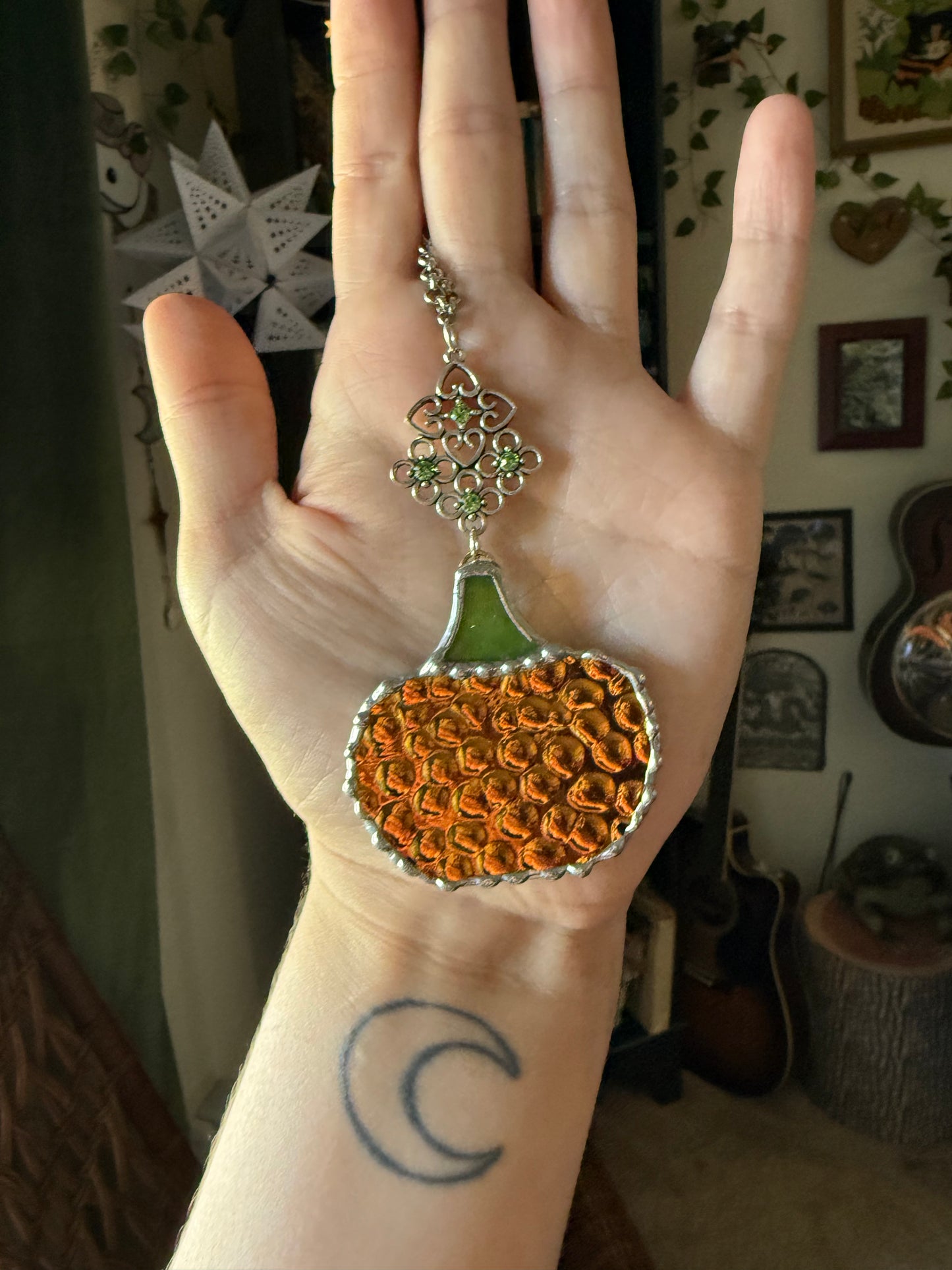 Silver Pumpkin Car Charm
