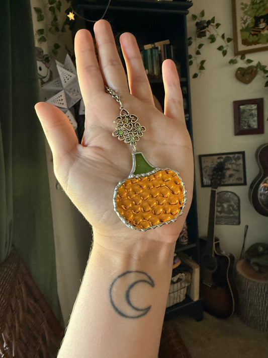 Silver Pumpkin Car Charm