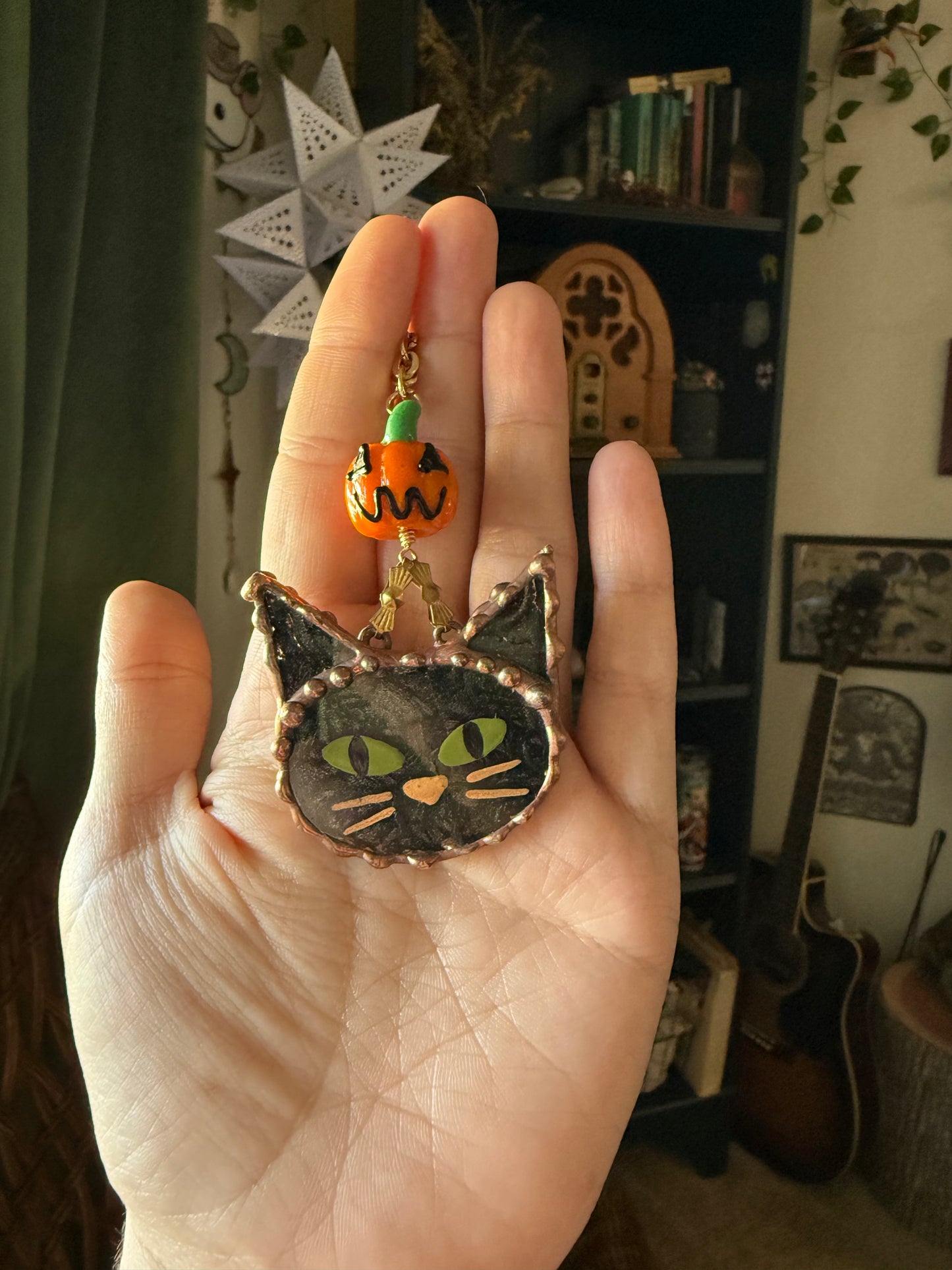 Black Cat and Jack-o’-lantern Car Charm