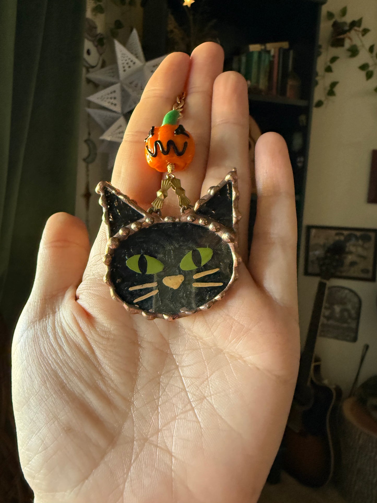 Black Cat and Jack-o’-lantern Car Charm