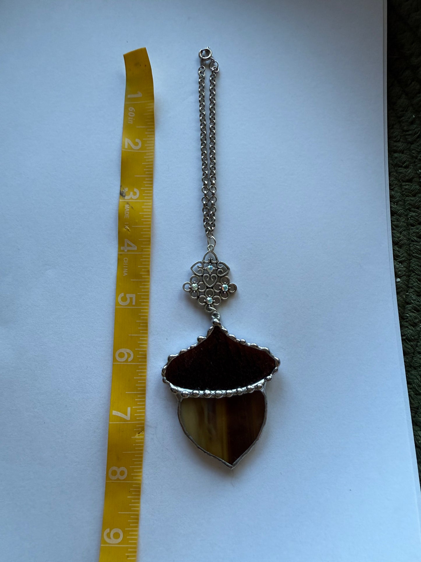 Silver Acorn Car Charm