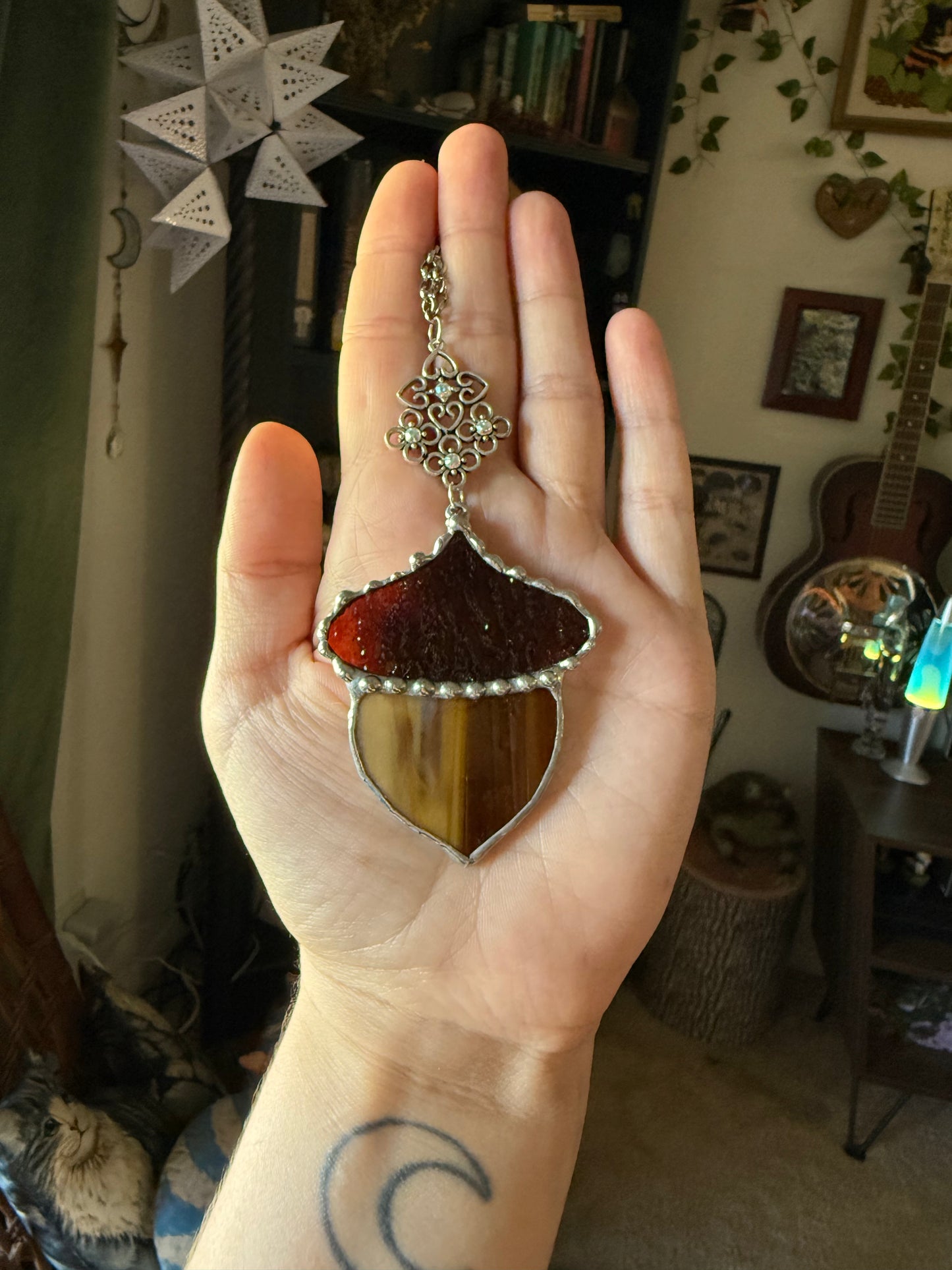 Silver Acorn Car Charm