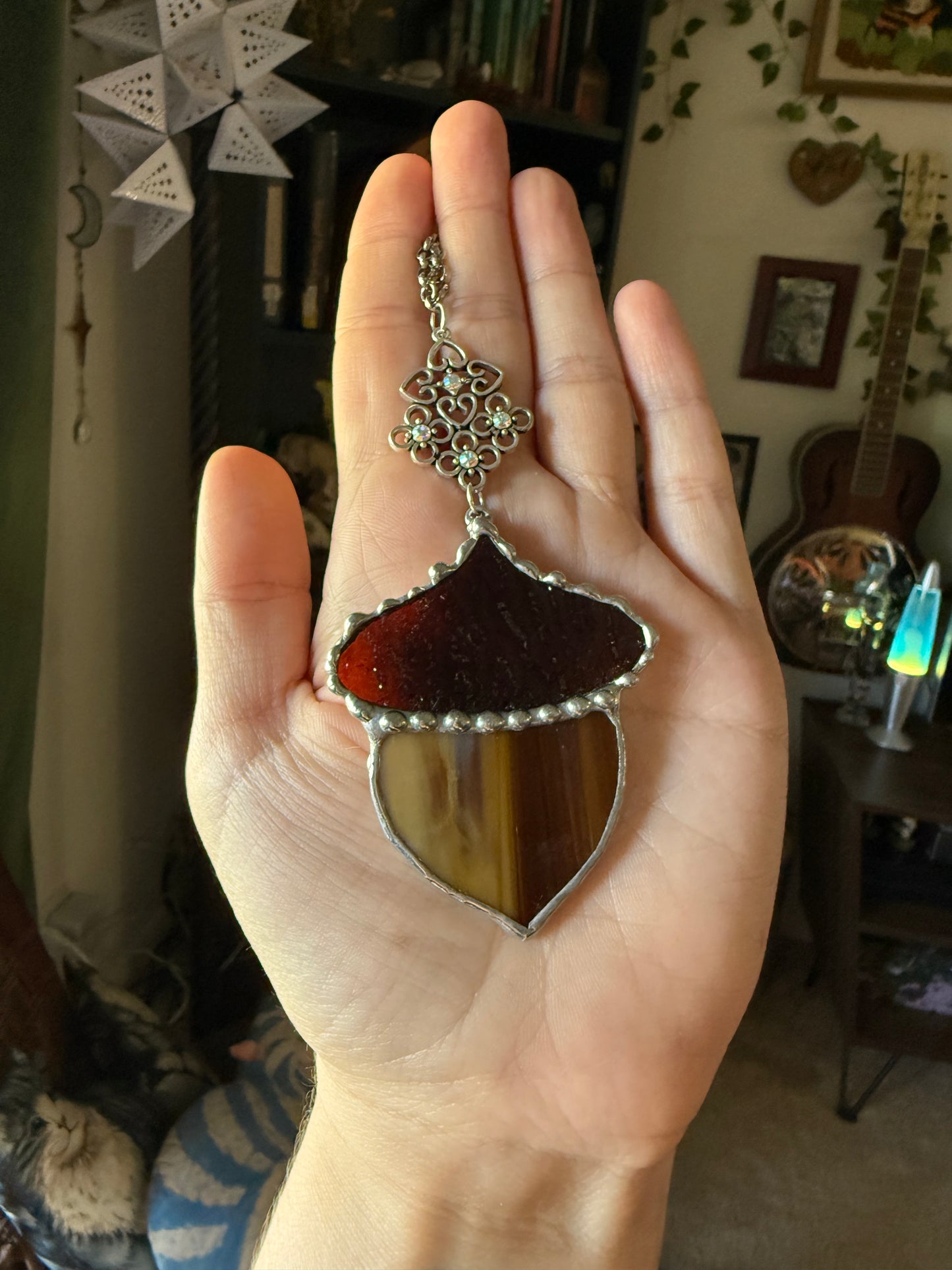 Silver Acorn Car Charm