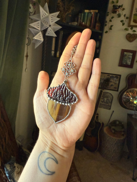 Silver Acorn Car Charm