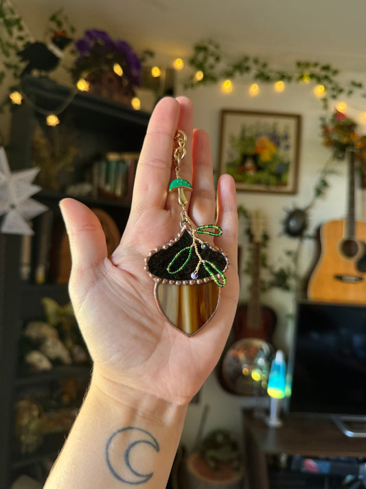 Golden Green Mushroom Acorn Car Charm