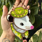 Mini Green and Gold Cowboy Opossum Stained Glass Suncatcher