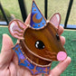 Mini Brown and Blue Wizard Rat Stained Glass Ornament