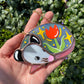 Sleepy Red Iridescent Tulip Opossum Stained Glass Ornament