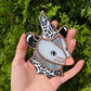 Mini Spiderweb (version 2) Wizard Opossum Stained Glass Suncatcher