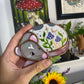 Mini Grey Rat and Purple Mushroom Stained Glass Suncatcher