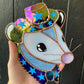 Blue Iridescent Cowboy Opossum Stained Glass Suncatcher