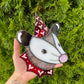 Red Valentine Opossum Stained Glass Suncatcher