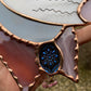 Lavender Cowboy Opossum Stained Glass Suncatcher