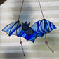 Blue Swirl Wizard Bat Stained Glass Suncatcher