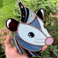 Black and White Wizard Opossum Stained Glass Suncatcher