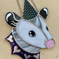 Cosmic Heart Wizard Opossum Stained Glass Suncatcher