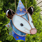 Irridescent Periwinkle Wizard Opossum Stained Glass Suncatcher