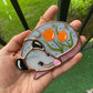 Mini Sleepy Orange Tulip Opossum Stained Glass Ornament