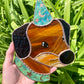 Green Wizard Puppy Stained Glass Suncatcher